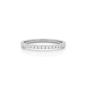Bague Demi-Éternité en Or Massif 10K 14K avec Diamant de Laboratoire Rond Couleur DEF Clarté VS VVS, Bague de Mariage Minimaliste Fine et Délicate - Product Image 3