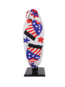<b>Top</b> Trending Red White and Blue Beaded Patriotic Headbands Set USA Flag Star Knot Hairbands Collection for Women and Girls 2026 - Product Image 4
