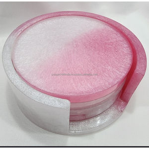 Sous-verres de couleur contrastée en résine de qualité supérieure faits à la main verres artistiques à deux tons élégant moderne décor de table produits en résine - Product Image 2