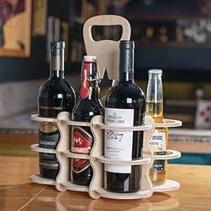 Porte-vin en bois rustique pour mur, étagère de présentation pour 6 bouteilles - Product Image 2