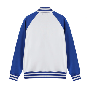 High Quality Zeta White Blue Unisex Varsity Fleece Jacket Women Chenille Number Embroidery Greek Sorority Fraternity Jacket - Product Image 2