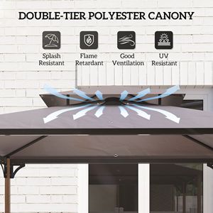 Abri de barbecue à double niveau 8FT X 5FT avec 2 étagères latérales et 10 crochets, auvent et pergola pour patio et jardin - Product Image 4