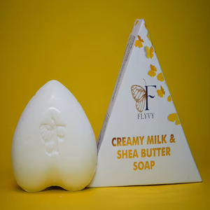 FLYVY BEAUTY SOLUTION Creamy Milk Shea Butter Handmade Bar <b>Soap</b> 100gm for Deep Moisturizing Nourishment Smooth Skin for Dry Skin - Product Image 2
