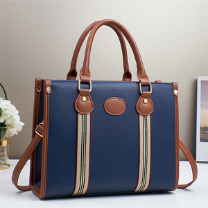 Genuine Leather Work Tote Bag Solid Color Open Top Minimalist Style for Daily Use Leather Work Tote Bag - Product Image 4