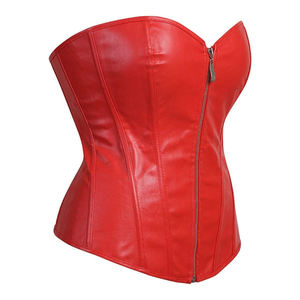 Women's Goth <b>Punk</b> Plus-Size Zipper Leather Lace Corset Shapewear Hip Enhancer Satin Fabric Quick Dry Firm Control Seamless Push - Product Image 3