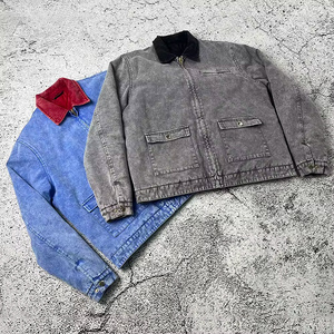 Wholesale 320gsm washed canvas <b>jacket</b> patch pockets canvas <b>chore</b> <b>jacket</b> for streetwear retailers - Product Image 1