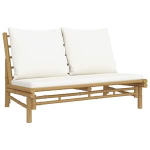 Banc de jardin en bambou blanc crème naturel avec coussins en polyester pour la décoration de patio - Product Image 2