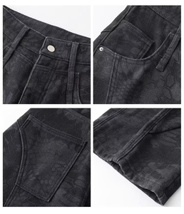 Jean pour homme de qualité supérieure, taille haute, coupe large, imprimé animal, en denim de coton, coupe ample, délavé, style streetwear, automne 2026 - Product Image 6