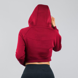 Sudaderas Cortas Personalizadas con Logotipo para Mujer, Sudaderas Casuales de Invierno, Venta al por Mayor, Color Rojo Beige, Manga Larga, Corte Casual, Color Sólido - Product Image 2