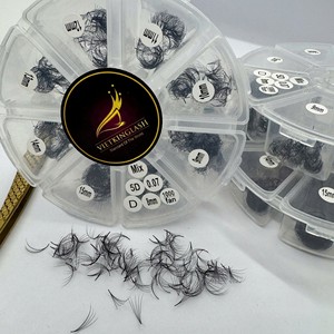 ขนตาปลอมพรีเมียม ทำจากเส้นใยสังเคราะห์ แบบพัดทำมือ 3D-20D ขนาดผสม ความยาว 7มม.-20มม.  แบบ CC/DD/L/M  งอนธรรมชาติ  ยาว  รับทำโลโก้ตามสั่ง - Product Image 1