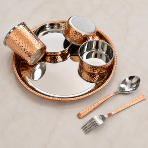 Classy <b>Vintage</b> Style Copper Flatware Silver Dinner Set <b>Cutlery</b> 7 Pieces Party Flatware Set - Product Image 4