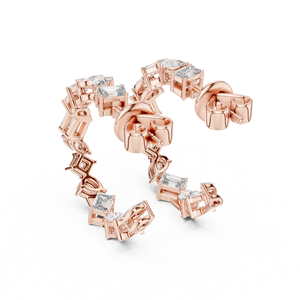 UNIQUE RHODIUM PLATED LUXURY HOOP <b>EARRINGS</b> <b>SET</b> in 18KT ROSE <b>GOLD</b> LAB GROWN MIX CUT DIAMONDS IGI CERTIFIED for EVERYDAY WEAR - Product Image 3