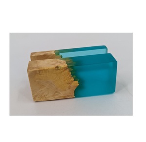 Personalized Business Card Holder Case Wood Resin Business Name Card Display Holder for Desktop Resin Wood Business Card Holder - Product Image 1