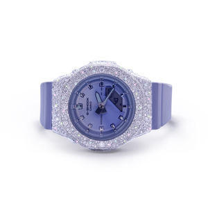Montre de luxe personnalisée, demi-sertie de diamants Moissanite, avec boîtier en argent 925, mouvement mécanique, unisexe, résistance à l'eau 3 ATM - Product Image 1