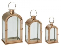 Farol de Metal y Vidrio Más Vendido con Acabado Dorado Brillante, Farol de Metal para Velas para Decoración del Hogar al Aire Libre, Hecho a Mano y Personalizado