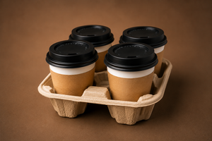 ถาดใส่แก้วกาแฟแบบใยขึ้นรูปเป็นมิตรกับสิ่งแวดล้อม ขนาดใหญ่ สำหรับใส่แก้วได้ 4 ใบ ที่วางแก้วกาแฟแบบใช้แล้วทิ้ง อุปกรณ์สำหรับร้านอาหาร - Product Image 4
