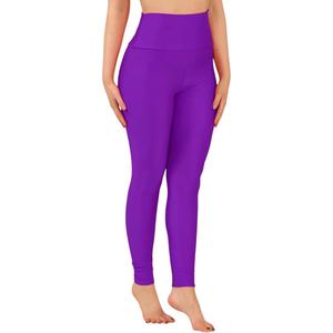 Women's High Waist Athletic Pants Compression Fit <b>Shiny</b> <b>Leggings</b> Inner Pockets Tummy Control Solid Yoga Sports <b>Legging</b> - Product Image 1