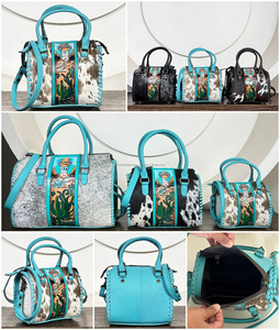 Hot Selling Western Hand Tooled Cowhide Leather Small Speedy Duffel Bags Luxury Artistry Designer Crossbody Handbags for Women - Product Image 3