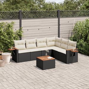 Conjunto de Sofás Modulares Grandes para Exteriores en Ratán Sintético Negro, Conjuntos de Jardín - Product Image 1