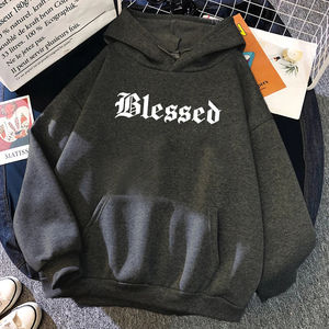 เสื้อฮู้ดพิมพ์ลาย Blessed สำหรับผู้ชายและผู้หญิง สไตล์สตรีทฮิปฮอป เสื้อฮู้ดฤดูใบไม้ร่วง ผ้าฟลีซหลวมๆ สวมใส่สบาย เสื้อสเวตเชิ้ตแบบสวมหัว - Product Image 5