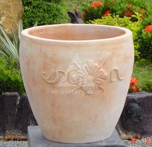 Pot rond en mosaïque de terre cuite avec finition sculptée à la main, écologique, pour la maison et le jardin, pots et jardinières à fleurs - Product Image 2