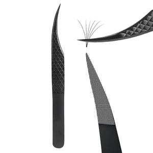 90 Degree Curved Fiber Tip Volume Tweezers for Eyelash Extensions Micro Grid Tip Precision Lash Tweezer for Salon Use - Product Image 1