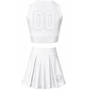 Ensemble d'uniformes de cheerleading blancs sublimés sans manches – Haut et jupe pour équipe sportive – Tenue de sport pour entraînement, performance et compétition - Product Image 2