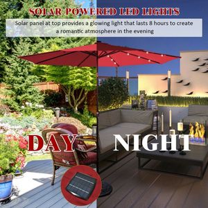 ร่มสนามกลางแจ้งขนาด 10 ฟุต พร้อมไฟ LED พลังงานแสงอาทิตย์ สินค้าพรีเมียมในหมวดหมู่ร่มและฐานร่มกลางแจ้ง - Product Image 2