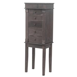 Armadio Portagioie Verticale con 5 Cassetti e 8 Ganci per Collane, Organizer Superiore, 2 Armadietti Laterali, Specchio Incluso - Product Image 3