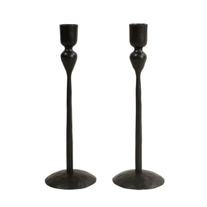 Handmade Iron Palace <b>Candlestick</b> Holder Set of 2 Durable <b>Black</b> Metal Candle Holders for Home Decoration - Product Image 1