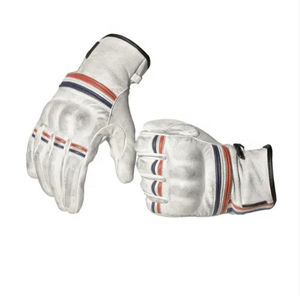 Guantes de Motocicleta de Cuero Genuino de Primera Calidad, Multicolores, de Cuero Real Desgastado para Deportes al Aire Libre, Blancos Encerados - Product Image 1