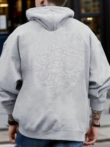 Sweat-shirt à capuche gris pour homme, coupe classique, couleur unie, coton French Terry, pull décontracté, vêtement d'automne - Product Image 4