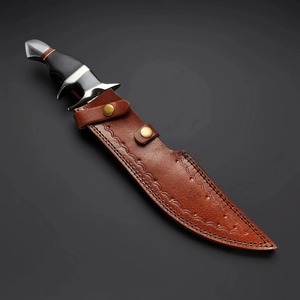 มีดทำมือเหล็กดามัสกัส ขนาด 15 นิ้ว ด้ามไมคาร์ต้า พร้อมบอสเทอร์สีเงิน - Product Image 3