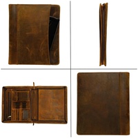 Portefeuille en cuir durable en gros, dossier en cuir facile à transporter avec fermeture à glissière pour porte-documents de voyage