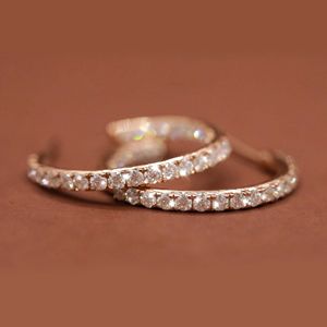 Classic 925 Sterling Silver Round Cut Diamond Curved Drop Stud <b>Hoop</b> <b>Earrings</b> - Product Image 1