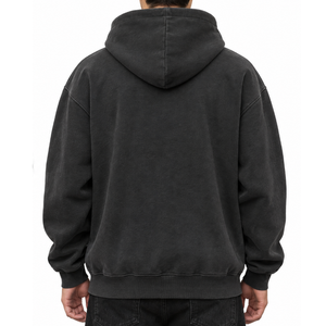 Sudadera con capucha para hombre con lavado ácido personalizado, estampado gráfico Dark Fantasy, hombros caídos, negra, OEM, estilo streetwear - Product Image 3