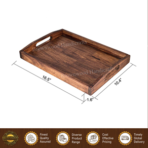 Bandeja para Servir Alimentos de Madera de Mango 100% Natural, Hecha a Mano, Color Quemado, Calidad Estándar, para Hogar, Hotel y Restaurante, a Bajo Precio - Product Image 4