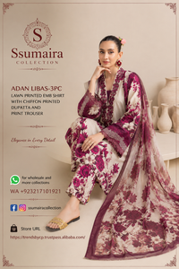 คอลเลคชั่นซูไมรา นำเสนอชุดเสื้อเชิ้ตผ้าลอนพิมพ์ลาย ADAN LIBAS-3PC พร้อมผ้าคลุมไหล่พิมพ์ลายชีฟอง และกางเกงพิมพ์ลาย - Product Image 4