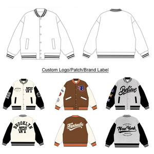 Blouson de baseball universitaire personnalisé pour hommes avec logo de broderie en chenille à col montant et écusson Letterman Bomber en cuir pour étudiant - Product Image 6