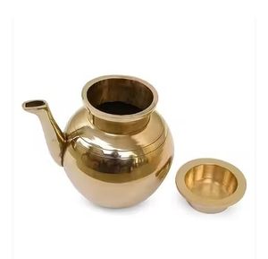 ภาชนะน้ำศักดิ์สิทธิ์ทองเหลืองแท้ คินดี โลต้า ลูติยา ปูจา คาลาช สำหรับบูชาที่บ้าน วัด หรือพิธีกรรมแบบดั้งเดิม ขนาด 4 นิ้ว น้ำหนัก 450 กรัม - Product Image 4