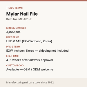 Lima de uñas coreana de Mylar, grano 80/100, recta y delgada, con logotipo OEM personalizado para venta al por mayor en salones de belleza - Product Image 5