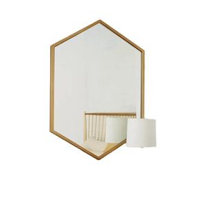 Miroir de salle de bain géométrique métallique élégant Miroirs décoratifs muraux dorés pour la maison Hôtel Salon Décoration Fer - Product Image 1