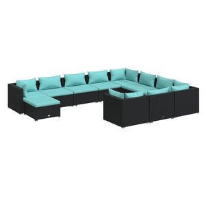 Conjunto Modular Grande de Muebles de Jardín de Ratán Sintético Negro - Product Image 2
