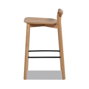Sven 26.5 \ "moderno sgabello da banco minimalista con schienale basso in legno di frassino biondo naturale per isole cucina e carrelli - Product Image 2