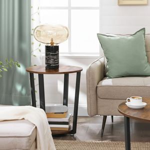 2-Tier <b>Round</b> <b>Side</b> <b>Table</b> with Storage Shelf, Industrial End <b>Table</b> for Living Room, Bedroom, Hotel, Apartment, OEM Manufacturer - Product Image 2