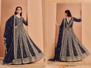 Colección Festiva 2026: Vestido Anarkali de Lujo, Elegante, Bordado, con Cuello en V, Largo hasta el Suelo, Túnica Maxi con Dupatta Pesada, Estilo Indio - Product Image 2