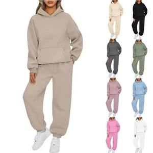 Sweat à capuche zippé XL pour femmes de haute qualité Joggers Logo imprimé personnalisé Survêtement en velours deux pièces Options de saison d'entraînement Grande taille - Product Image 2