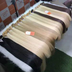 Роскошные человеческие волосы для наращивания с плоскими наконечниками, натуральные вьетнамские необработанные волосы с выравненной кутикулой