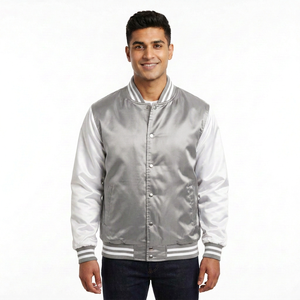Chaqueta Bomber Varsity de Punto Acanalado con Satén, 250 GSM, para Colecciones de Moda Urbana, Marca Privada - Product Image 4
