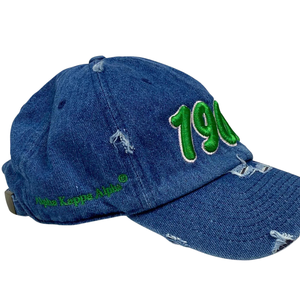 AKA 1908 Denim Hat Blue Embroidered Letter Baseball <b>Cap</b> Adjustable Washed Denim Headwear Casual Fashion <b>Vintage</b> Style <b>Cap</b> - Product Image 4